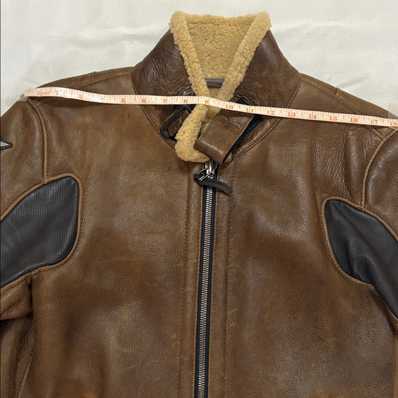 DAINESE Brown Motorcycle Leather Jacket with Shearling Collar Size: 48 - Picture 13 of 16